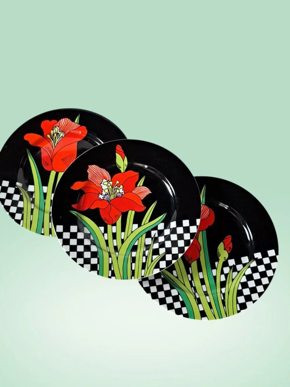 Vintage Fitz & Floyd Jardin Rouge side Bread plates Orchid Japan set of 3